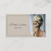 Moderne Custom Photo Hair Stylist Beige Afsprakenkaartje (Voorkant)