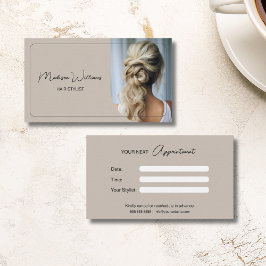 Moderne Custom Photo Hair Stylist Beige Afsprakenkaartje