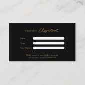 Moderne Custom Photo Hair Stylist Zwart en Goud Afsprakenkaartje (Achterkant)