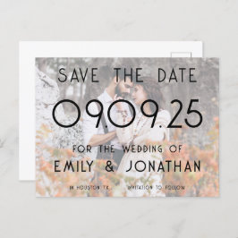 Moderne Custom Photo Overlay Bruiloft Sla de datum Aankondigingskaart