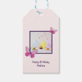 Moderne Custom Photo Pink Blush Happy Birthday Cadeaulabel (Voorkant)