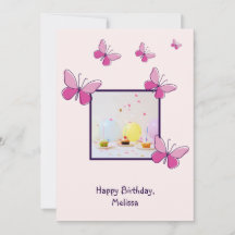Moderne Custom Photo Pink Blush Happy Birthday Kaa