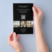Moderne Custom Photo QR Black Professional Busines Flyer (Hand)