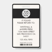 Moderne Custom Press Pass Foto ID Logo QR Code Badge (Achterkant)