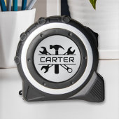 Moderne Custom Silver Monogrammed Tools Naam Rolmaat