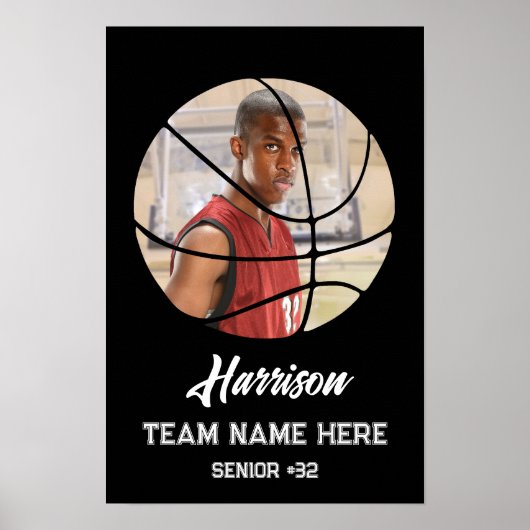Moderne Custom Team Foto Senior Class Basketbal Poster (Voorkant)
