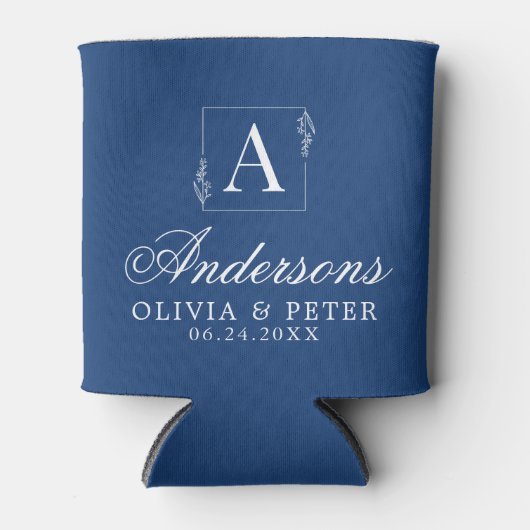 Moderne Custom Wedding Couple Naam Blue Can Blikjeskoeler (Voorkant)