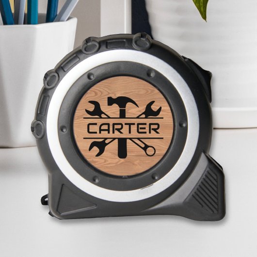 Moderne Custom Wood Monogrammed Tools Naam Rolmaat