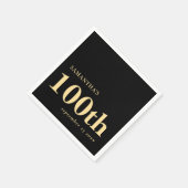 Moderne Custom Zwart Goud 100e Naam Datum Servet (Hoek)
