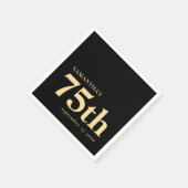 Moderne Custom Zwart Goud 75e Naam Datum Servet (Hoek)