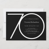 Moderne Custom Zwart Wit Minimalist 70e Verjaardag Kaart (Voorkant)