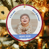 Moderne Cute 2-foto's, babyjongen, eerste kersttan Keramisch Ornament