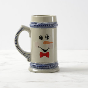 Moderne Cute Aangepaste Lachende Sneeuwman Rood Bl Bierpul