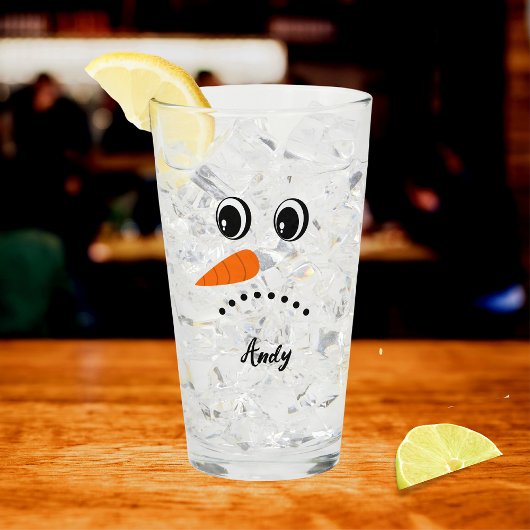 Moderne Cute Aangepaste Sneeuwman gezicht glas