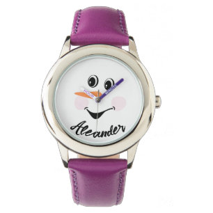 Moderne Cute Aangepaste Sneeuwman gezicht  Horloge