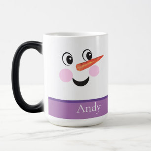 Moderne Cute Aangepaste Sneeuwman gezicht Paarse S Magische Mok