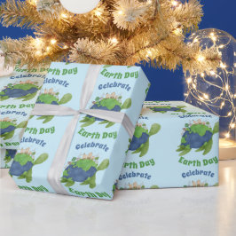 Moderne Cute Aarde Dag Zeeschildpad Aangepaste Tek Cadeaupapier
