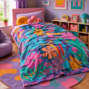 Moderne cute Abstract kleurrijke winter aangepaste Fleece Deken