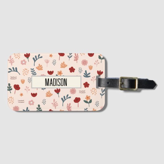 Moderne Cute Aesthetic Flower Pattern Bagagelabel (Voorkant (horizontaal))
