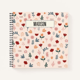 Moderne Cute Aesthetic Flower Pattern Notitieboek