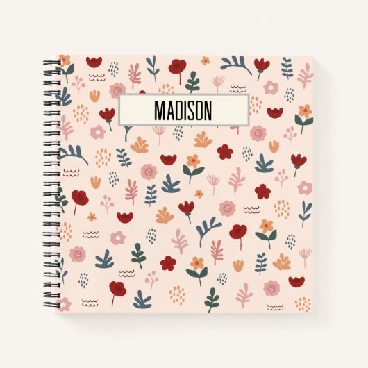 Moderne Cute Aesthetic Flower Pattern Notitieboek (Voorkant)