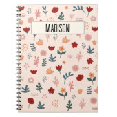 Moderne Cute Aesthetic Flower Pattern Notitieboek (Voorkant)