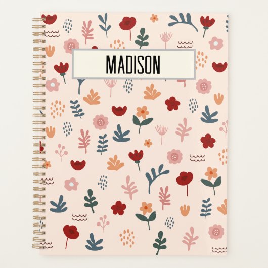 Moderne Cute Aesthetic Flower Pattern Planner (Voorkant)
