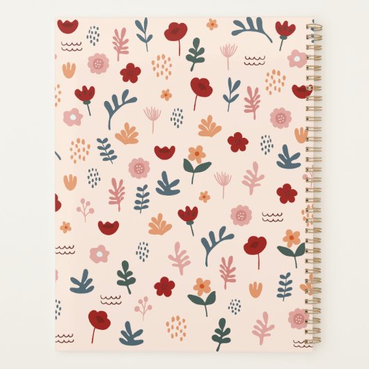 Moderne Cute Aesthetic Flower Pattern Planner (Achterkant)
