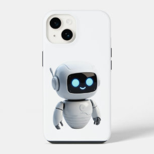 Moderne Cute AI Robot Minimalistische Witte iPhone 14 Hoesje