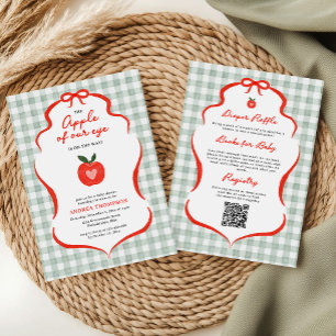 Moderne Cute Appel van Onze Oog Gingham Baby Showe Kaart