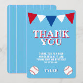 Moderne Cute Baseball Kids Verjaardag Bedankkaart (Voorkant / Achterkant)
