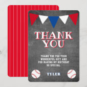 Moderne Cute Baseball Leien Kinderverjaardag Bedankkaart (Voorkant / Achterkant)