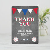 Moderne Cute Baseball Leien Kinderverjaardag Bedankkaart (Staand voorkant)