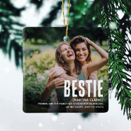 Moderne Cute BESTIE Definitie 2 Foto Kerstmis Keramisch Ornament
