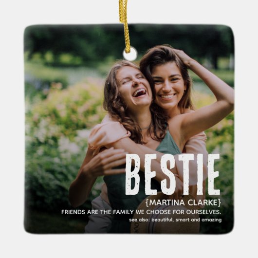 Moderne Cute BESTIE Definition 2 Kerstmis Keramisch Ornament (Voorkant)