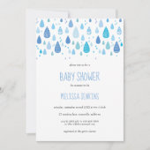Moderne Cute Blauwe Regendruppels Baby Shower voor Kaart (Voorkant)