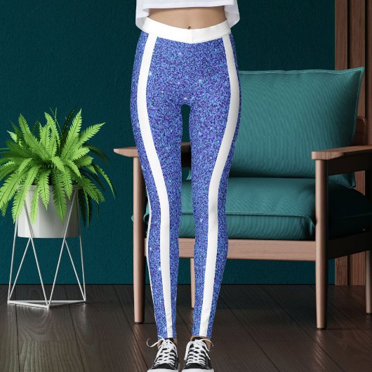 Moderne Cute Blauwe Witte Glitters Glinsteringen S Leggings