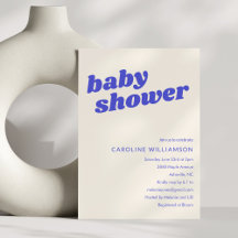 Moderne Cute Blauwe Witte Retro Baby Shower