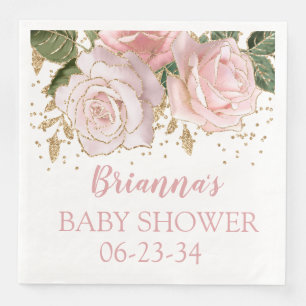Moderne Cute Bloem Gouden Baby Meisje Shower Diner Servet