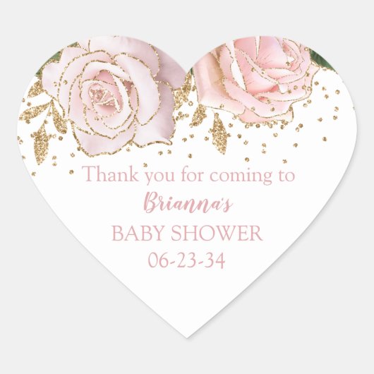 Moderne Cute Bloemige Baby Meisje Shower Hart Stic Sticker (Voorkant)