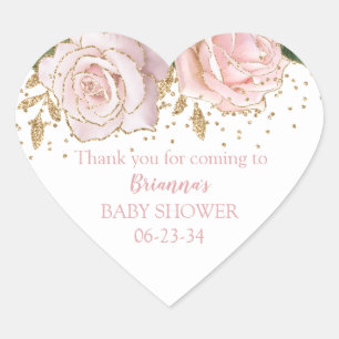 Moderne Cute Bloemige Baby Meisje Shower Hart Stic Sticker