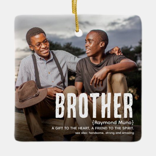 Moderne Cute BROTHER Definition 2 Foto Kerstmis Keramisch Ornament (Voorkant)