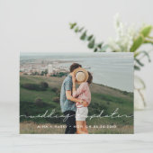 Moderne cute bruiloft update foto aankondiging (Staand voorkant)