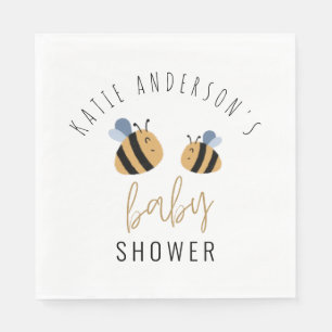 Moderne Cute Bumblebee Baby shower Party Servet