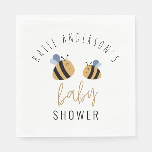 Moderne Cute Bumblebee Baby shower Party Servet (Voorkant)