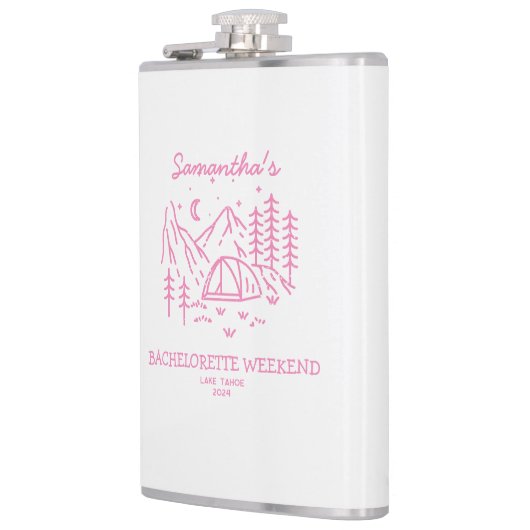 Moderne Cute Camping Bachelorette Party Natuur Heupfles (Links)