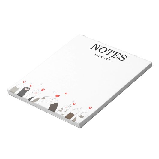 Moderne Cute Cat Kitten Calligraphy Script Notitieblok (Linkerzijde)