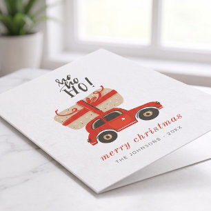 Moderne Cute Chic Kerstcadeau Rode Auto Feestdagen Kaart