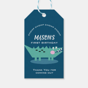 Moderne Cute Chomping Alligator Safari Verjaardag Cadeaulabel