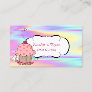 Moderne cute cupcake bakery holographic visitekaartje